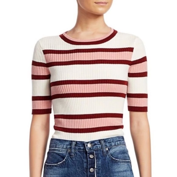 FRAME Striped Rib-Knit Ribbed Top Size XS - Picture 1 of 10